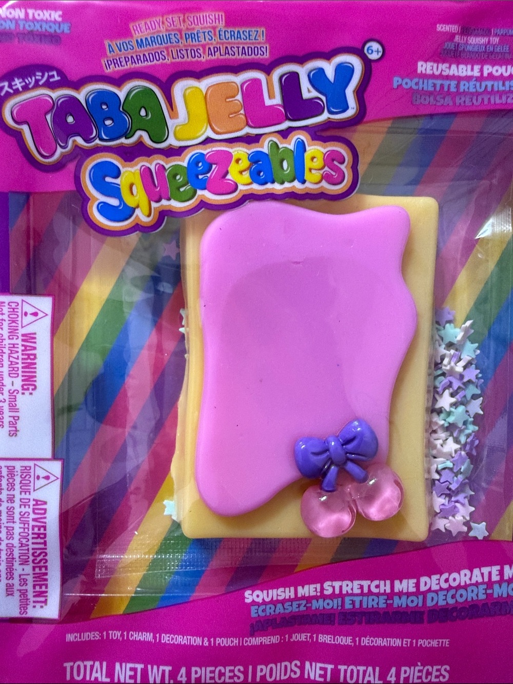 Tabajelly Squeezables Pink Toast Squishy Kawaii Sensory Fidget Toy